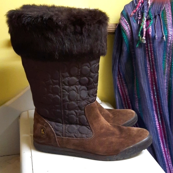 Coach brown suede and fur boots sz 10 M Style Talen - Picture 1 of 13